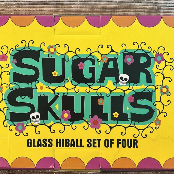💀Sugar Skulls Hiball Glasses, Set of 4. - Picture 10 of 10